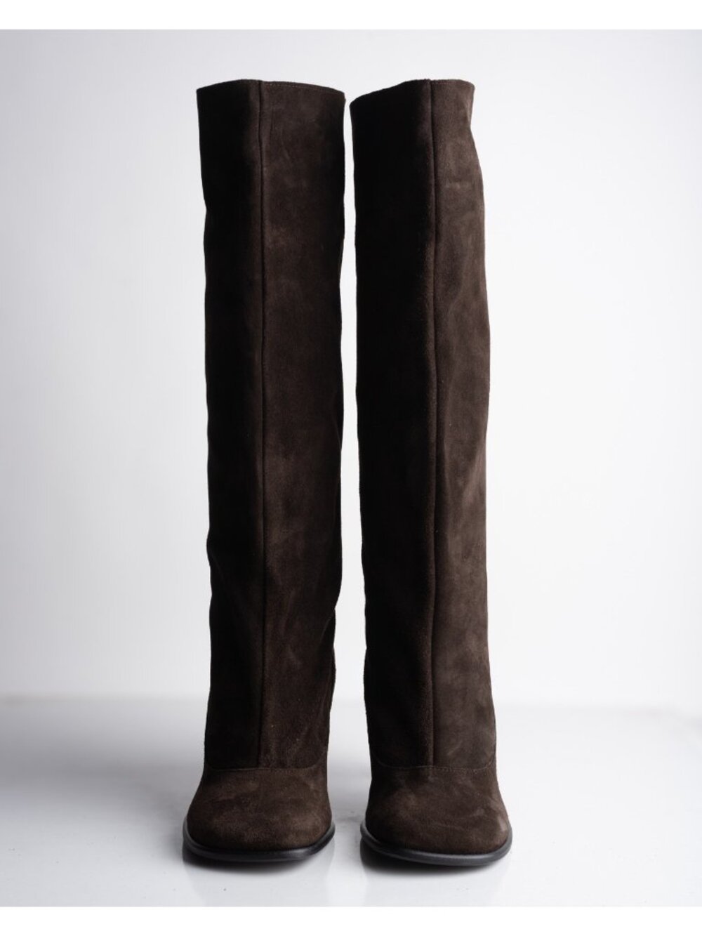 Zara Womens Suede Wide Leg Heeled Boots Brown Sz US 8 EU 39 1034/410 NWD - Picture 5 of 9
